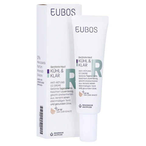 Eubos Cool &amp; Calm CC cream for facial redness with SPF50